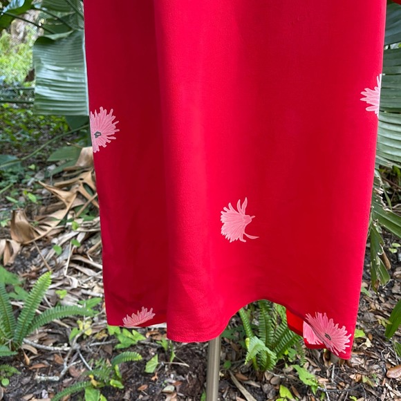 Vintage 70s Red Silk Asian Inspired Dress Floral Long Sleeve Rita Angelo M L - Picture 13 of 13